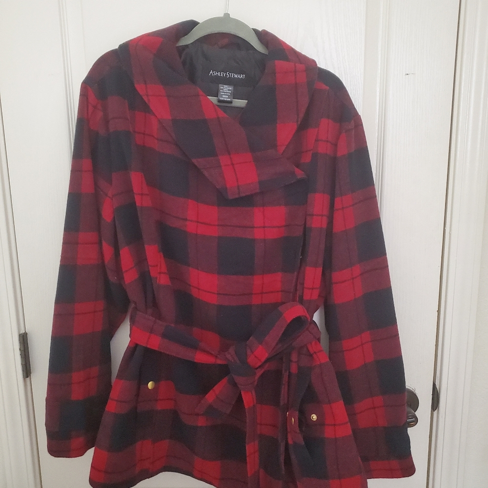 Ashley Stewart 22W/24W waist length double breasted peacoat with belt & pockets